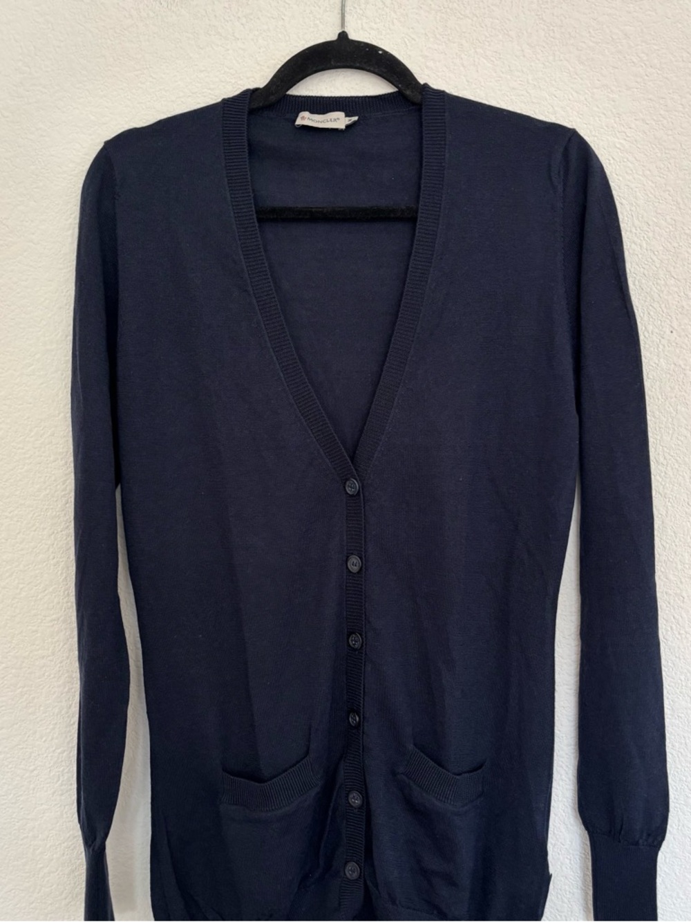 Moncler Long Sleeve Cardigan Wool Lightweight V Neck Sweater